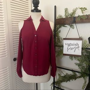 Soho|XS|Mulled Wine Soft Button Up Blouse